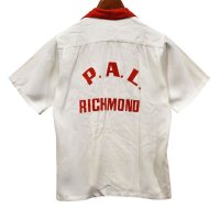60's【ビンテージ】【King Louie】キングルイ【白ｘ赤】P.A.L RICHMOND【レーヨンシャツ】【ボーリングシャツ】Ｓサイズ程度【size18】 
