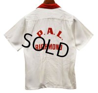 60's【ビンテージ】【King Louie】キングルイ【白ｘ赤】P.A.L RICHMOND【レーヨンシャツ】【ボーリングシャツ】Ｓサイズ程度【size18】 