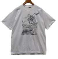 90's【USA製】ビンテージ【SCREEN STARS】スクリーンスターズ シングルステッチ【オオカミ】 動物【Tシャツ】【サイズXL】 