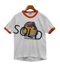 ほぼ未使用‼【80's】USA製【ビンテージ】【Hanes】ヘインズ【白ｘ赤】機関車【リンガーＴシャツ】【サイズＭ】 
