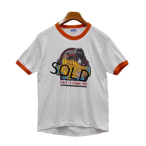 画像1: ほぼ未使用‼【80's】USA製【ビンテージ】【Hanes】ヘインズ【白ｘ赤】機関車【リンガーＴシャツ】【サイズＭ】 