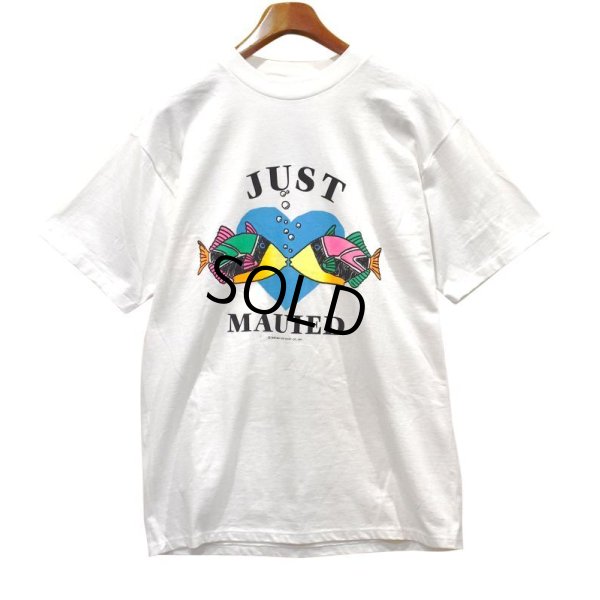 画像1: ほぼ未使用‼ 80’ｓ【USA製】【ビンテージ】【HL MILLER】【JUST MUIED】【魚】【KISS】白【Ｔシャツ】【サイズL】 
