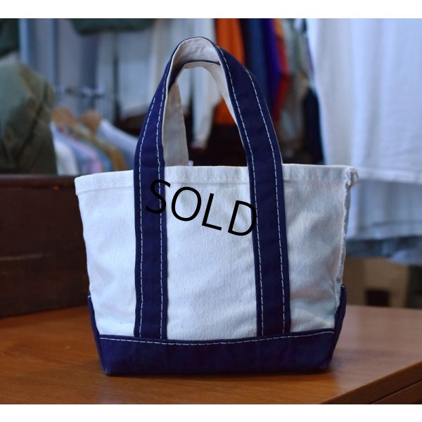 画像3: 【USA製】【ビンテージ】【L.L.bean】白x紺【キャンバス】【ミニトートバッグ】イニシャル刺繍 C【ビーントート】