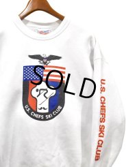 90's【USA製】【ビンテージ】【Hanes】ヘインズ【白】US シェフ スキー クラブ【u.s.chefs ski club】【スウェット】【サイズXL】 
