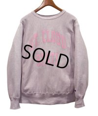 80's【USA製】ビンテージ【チャンピオン】プリント　トリコタグ【リバースウィーブ】【ピンク】【St.cloud】【スウェット】【サイズXL】 