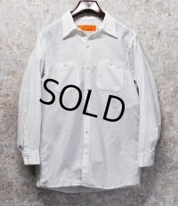 80's【ビンテージ】USA製【RED KAP】レッドキャップ【白】【ポリコットンシャツ】【サイズＭ-RG】  