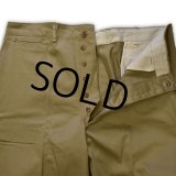 ほぼ未使用!! 【40's】【ビンテージ】U.S.ARMY【米軍実物】M-45【45カーキ】４５カーキ【チノパンツ】ダブルステッチ【両玉縁】【４０Ｘ３１】 