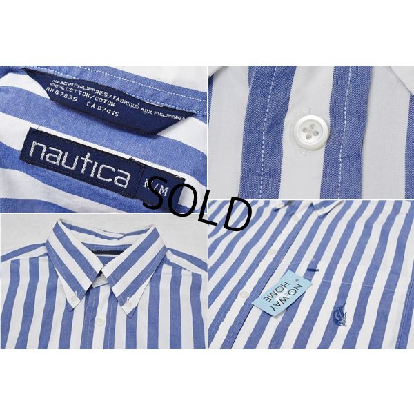 画像2: 【ビンテージ】【nautica】【オールドノーティカ】【青ｘ白 ストライプ】ボタンダウン【半袖コットンシャツ】【サイズＭ】 