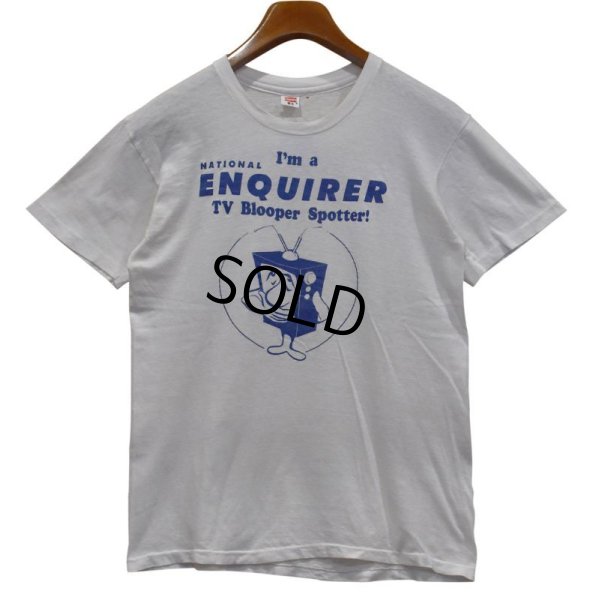 画像1: 【70's〜】【USA製】【ビンテージ】【Hanes】ヘインズ【I’m a National Enquirer TV Blooper Spotter!】【白】【Tシャツ】【サイズＭ】 