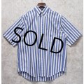 【ビンテージ】【nautica】【オールドノーティカ】【青ｘ白 ストライプ】ボタンダウン【半袖コットンシャツ】【サイズＭ】 