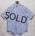 【ビンテージ】【nautica】【オールドノーティカ】【青ｘ白 ストライプ】ボタンダウン【半袖コットンシャツ】【サイズＭ】 