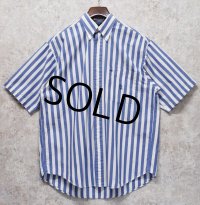 【ビンテージ】【nautica】【オールドノーティカ】【青ｘ白 ストライプ】ボタンダウン【半袖コットンシャツ】【サイズＭ】 