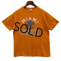 【80's】【USA製】【ビンテージ】【チャンピオン】【Champion】【オレンジ】【MIAMI DOLPHINS】【Tシャツ】【サイズL】 