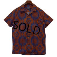 【ビンテージ】【Pendleton】ペンドルトン【青ｘオレンジ】ネイティブ柄【ハワイアンシャツ】【サイズＭ】 