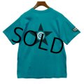90's【USA製】ビンテージ【フルーツオブザルーム】【胸ポケ】星【バックプリント】【エメラルドブルー】【Ｔシャツ】【サイズL】 