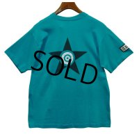90's【USA製】ビンテージ【フルーツオブザルーム】【胸ポケ】星【バックプリント】【エメラルドブルー】【Ｔシャツ】【サイズL】 