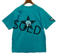 90's【USA製】ビンテージ【フルーツオブザルーム】【胸ポケ】星【バックプリント】【エメラルドブルー】【Ｔシャツ】【サイズL】 