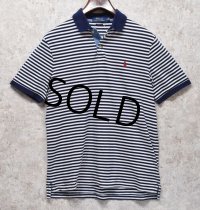 【ラルフローレン】 【POLO ralph lauren】【クラシックフィット】白ｘ紺ボーダー【ポロシャツ】 【サイズＭ】  