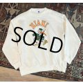 90's【USA製】【ビンテージ】【ラッセル】MIAMI HURRICANES マイアミハリケーンズ カレッジ フットボール フロッキープリント スウェット【サイズＸＬ】 