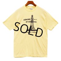 80's~【USA製】【ビンテージ】ヘインズ【hanes】【クリーム色】グレイロック山【退役軍人記念塔】【ADAMS home of Mount Greylock】記念塔【Ｔシャツ】【サイズＬ】 