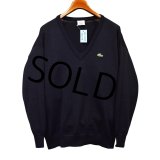 【Lacoste】ラコステ【黒】【Vネック】アクリルセーター【サイズＬ程度】 