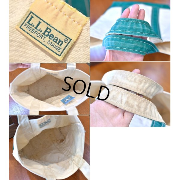 画像2: 80's【ビンテージ】【L.L.bean】オールド【エルエルビーン】白ｘ緑【キャンバス】【トートバッグ】【ビーントート】小さいサイズ 