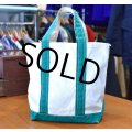 80's【ビンテージ】【L.L.bean】オールド【エルエルビーン】白ｘ緑【キャンバス】【トートバッグ】【ビーントート】小さいサイズ 