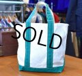 80's【ビンテージ】【L.L.bean】オールド【エルエルビーン】白ｘ緑【キャンバス】【トートバッグ】【ビーントート】小さいサイズ 