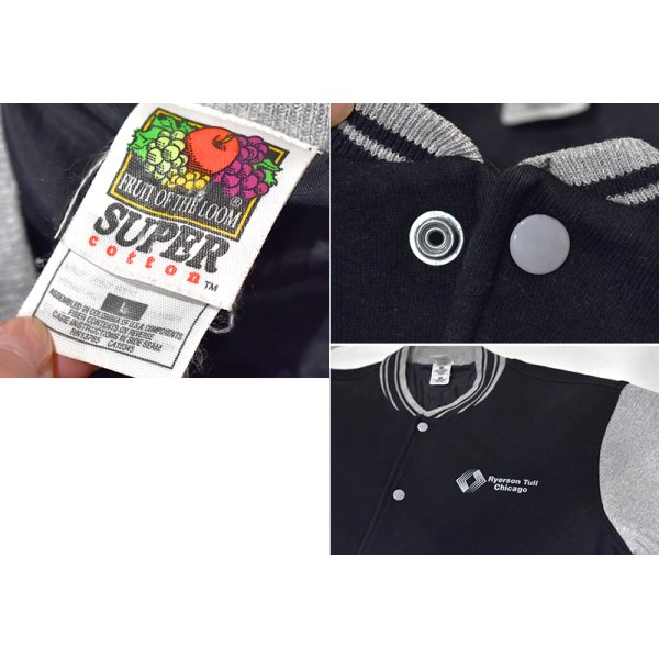 画像2: 【ビンテージ】FRUIT OF THE LOOM【フルーツオブザルーム】Ryerson Tull Chicago【黒ｘグレー】【スウェットスタジャン】【サイズＬ】 