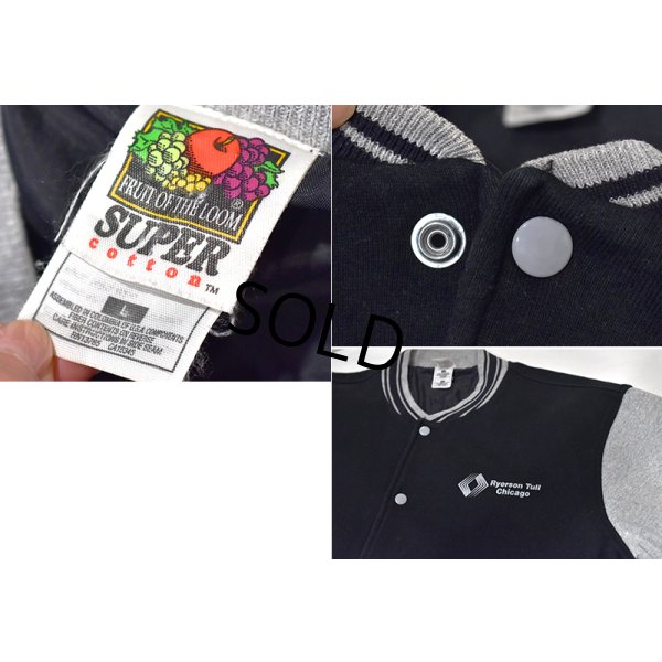 画像2: 【ビンテージ】FRUIT OF THE LOOM【フルーツオブザルーム】Ryerson Tull Chicago【黒ｘグレー】【スウェットスタジャン】【サイズＬ】 