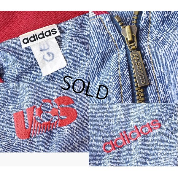 画像2: 【ビンテージ】【adidas】アディダス【ケミカルデニム】【赤白ストライプ】ジップアップブルゾン【サイズＸＬ】 