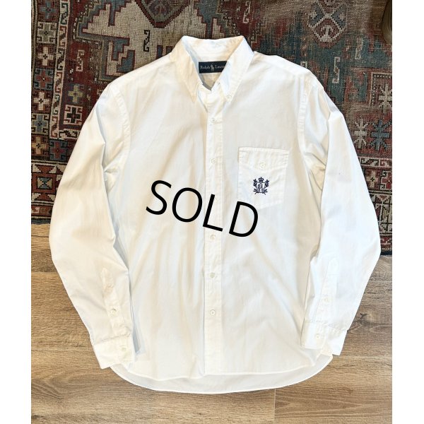 画像1: 【Ralph Lauren】【ラルフローレン】【胸フラップポケット付き】【白】 【ボタンダウンシャツ】【サイズM】  