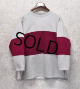 【ビンテージ】【EXCHANG】【グレー×エンジ】【スウェット】【サイズL】 