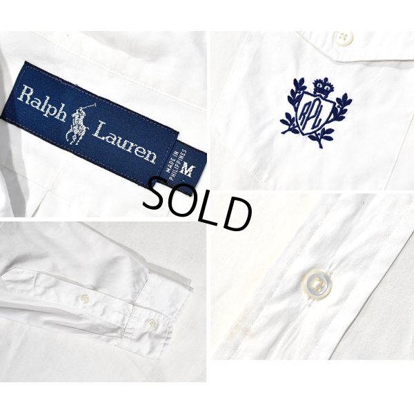 画像2: 【Ralph Lauren】【ラルフローレン】【胸フラップポケット付き】【白】 【ボタンダウンシャツ】【サイズM】  