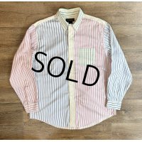 【ビンテージ】【ブルックスブラザーズ】Brooks Brothers【クレイジーパターン】【ストライプ】【BDシャツ】【L】 