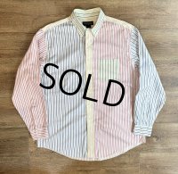 【ビンテージ】【ブルックスブラザーズ】Brooks Brothers【クレイジーパターン】【ストライプ】【BDシャツ】【L】 