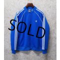 【ビンテージ】【アディダス】adidas　ほぼ未使用【青×白ライン】ジャージ【トラックジャケット】【トラックジャージ】【サイズXL】 
