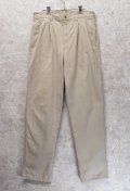 90's【ビンテージ】【L.L.Bean】【エルエルビーン】【裏地赤チェック】【コットンパンツ】１タック【ベージュ】【31×34】 
