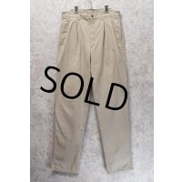 90's【ビンテージ】【L.L.Bean】【エルエルビーン】【裏地赤チェック】【コットンパンツ】１タック【ベージュ】【31×34】 