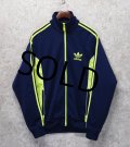 【ビンテージ】【アディダス】adidas【紺×蛍光イエローライン】ジャージ【トラックジャケット】【トラックジャージ】【サイズＬ】 