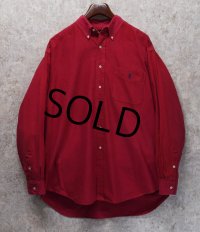 【ビンテージ】【RALPH LAUREN】【ラルフローレン】【Big Shirt】【赤】【ボタンダウンシャツ】【サイズＬ】 