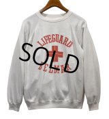∼90's【USA製】【ビンテージ】【Hanes】ヘインズ【白】LIFEGUARD【ライフガード】【染み込みスウェット】【サイズL】 
