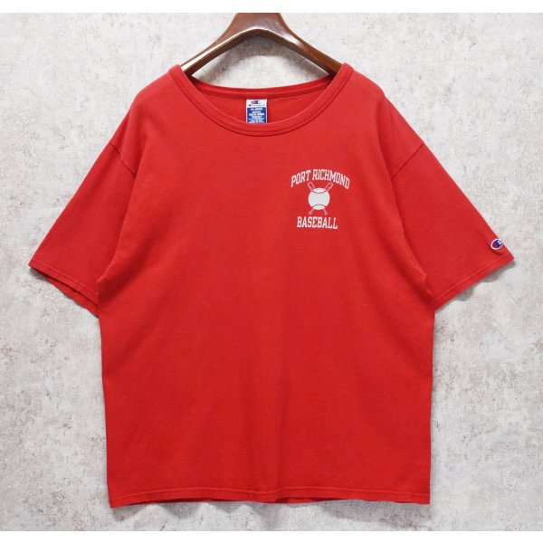 画像1: 90's【ビンテージ】Champion【チャンピオン】【PORT RICHMOND BASEBALL】赤【Ｔシャツ】【サイズＸＬ】 