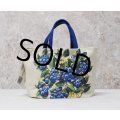 デッドストック【USA製】【STEVENS LINEN】【ビンテージ】【ブルーベリーズギフトバッグ】生成りｘ青【ミニトートバッグ】リネンタオル付き 
