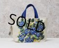 デッドストック【USA製】【STEVENS LINEN】【ビンテージ】【ブルーベリーズギフトバッグ】生成りｘ青【ミニトートバッグ】リネンタオル付き 
