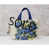 デッドストック【USA製】【STEVENS LINEN】【ビンテージ】【ブルーベリーズギフトバッグ】生成りｘ青【ミニトートバッグ】リネンタオル付き 
