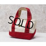 【ビンテージ】【L.L.bean】エルエルビーン【ヒイラギ刺繍】【生成りｘ赤】【キャンバス】【ミニミニトートバッグ】【ビーントート】 