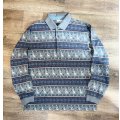 ~90's【ビンテージ】【L.L.Bean】【L.L.ビーン】【グレーｘ紺】【ノルディック柄】【長袖ポロシャツ】【サイズM】 