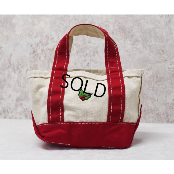 画像3: 【ビンテージ】【L.L.bean】エルエルビーン【ヒイラギ刺繍】【生成りｘ赤】【キャンバス】【ミニミニトートバッグ】【ビーントート】 