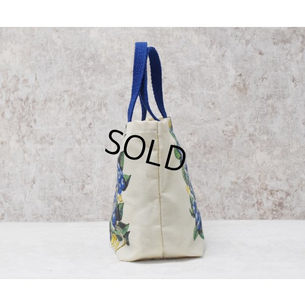 画像4: デッドストック【USA製】【STEVENS LINEN】【ビンテージ】【ブルーベリーズギフトバッグ】生成りx青【ミニトートバッグ】リネンタオル付き